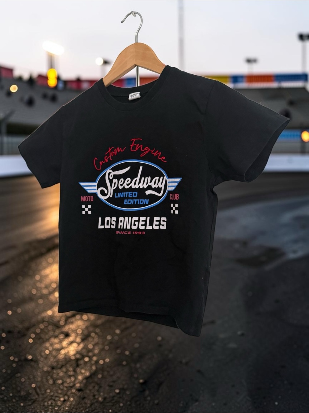 Speedway Los Angeles Graphic Crop Top - Black
